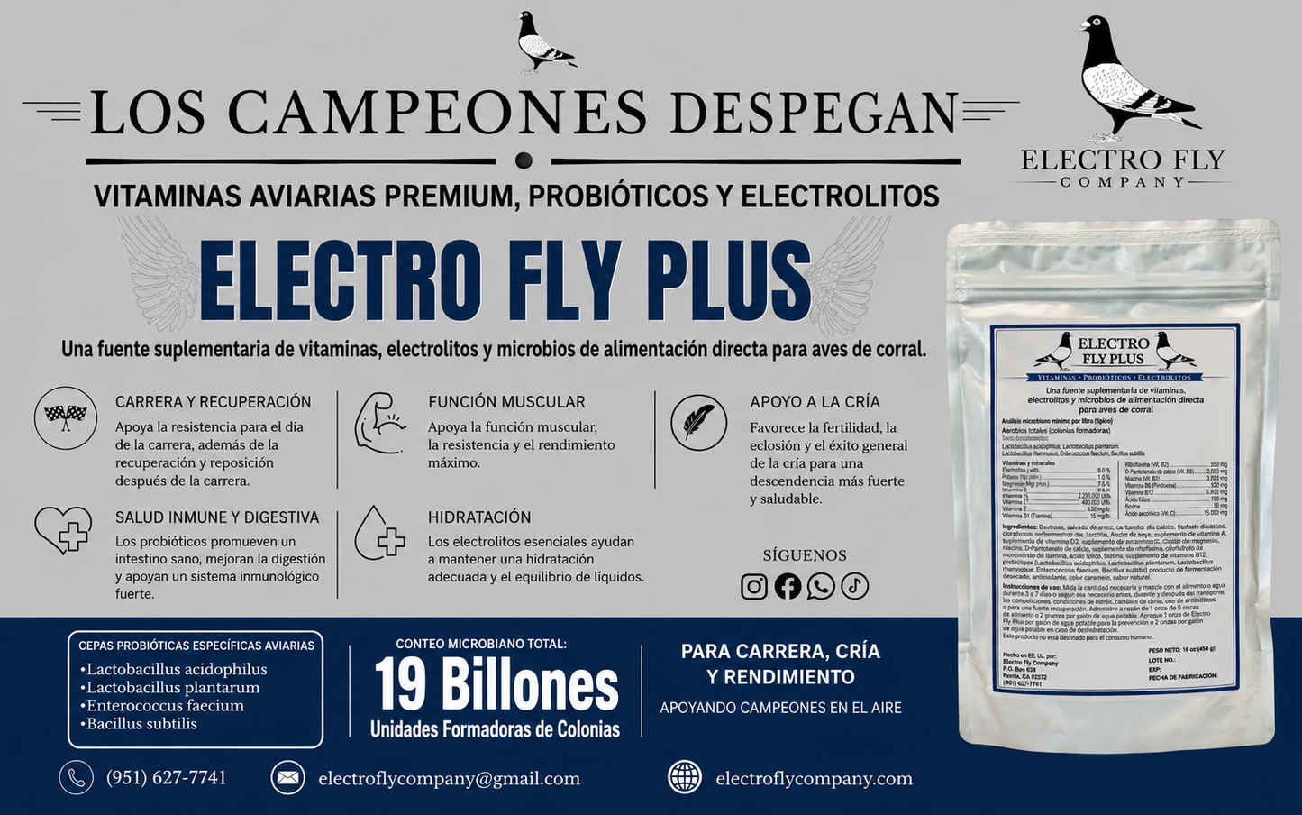 Electro Fly Plus - Vitamins - Probiotic - Electrolytes - Avian (1LB)