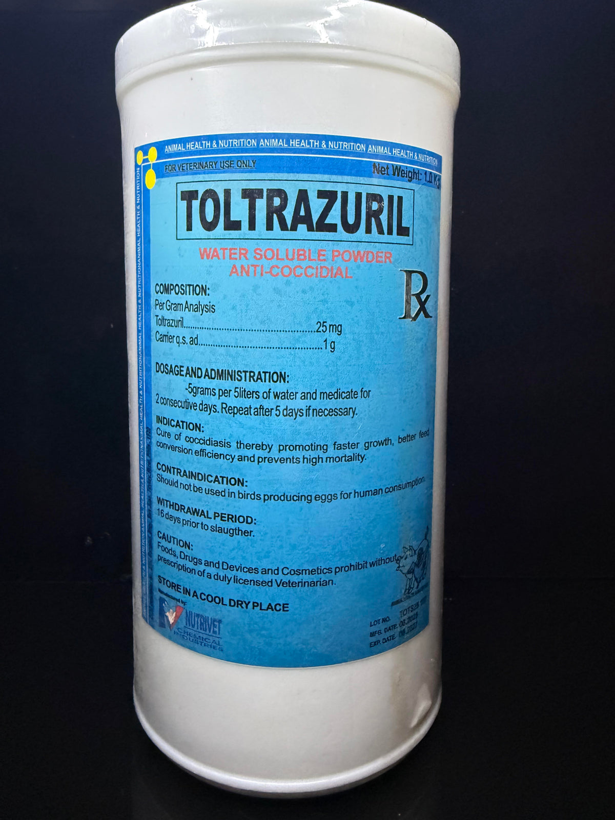 Nutrivet Toltrazuril 1kg Tub