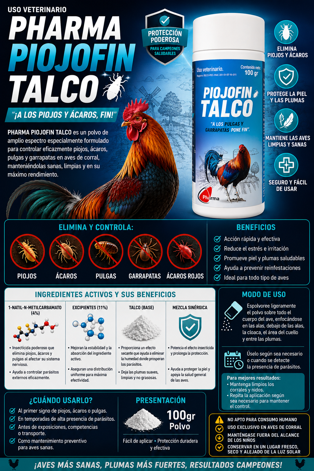 Pharma Piojofin Talco 100gr (Powder, Polvo)