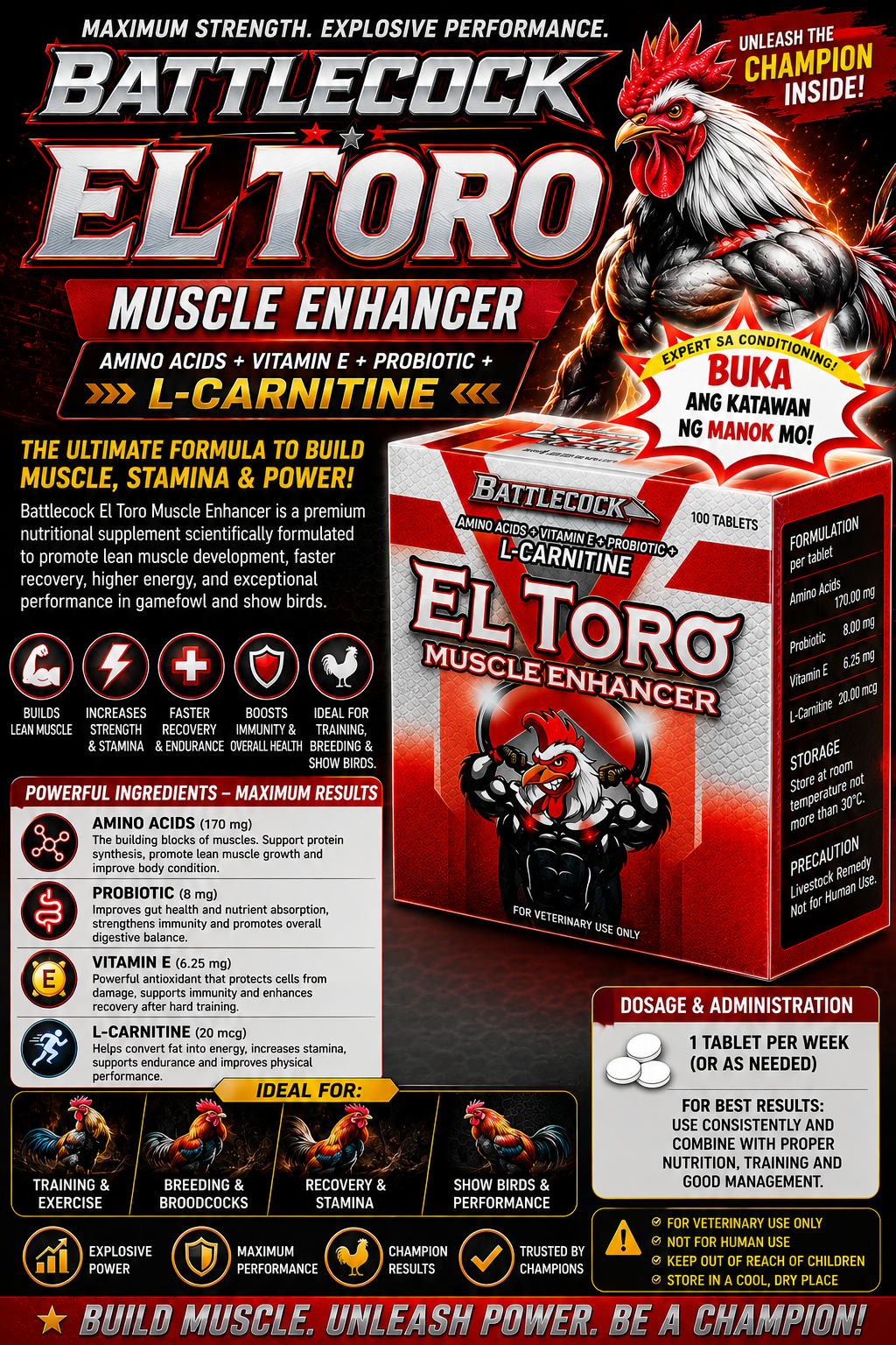 Battlecock El Toro Muscle Enhancer 100 Tabs
