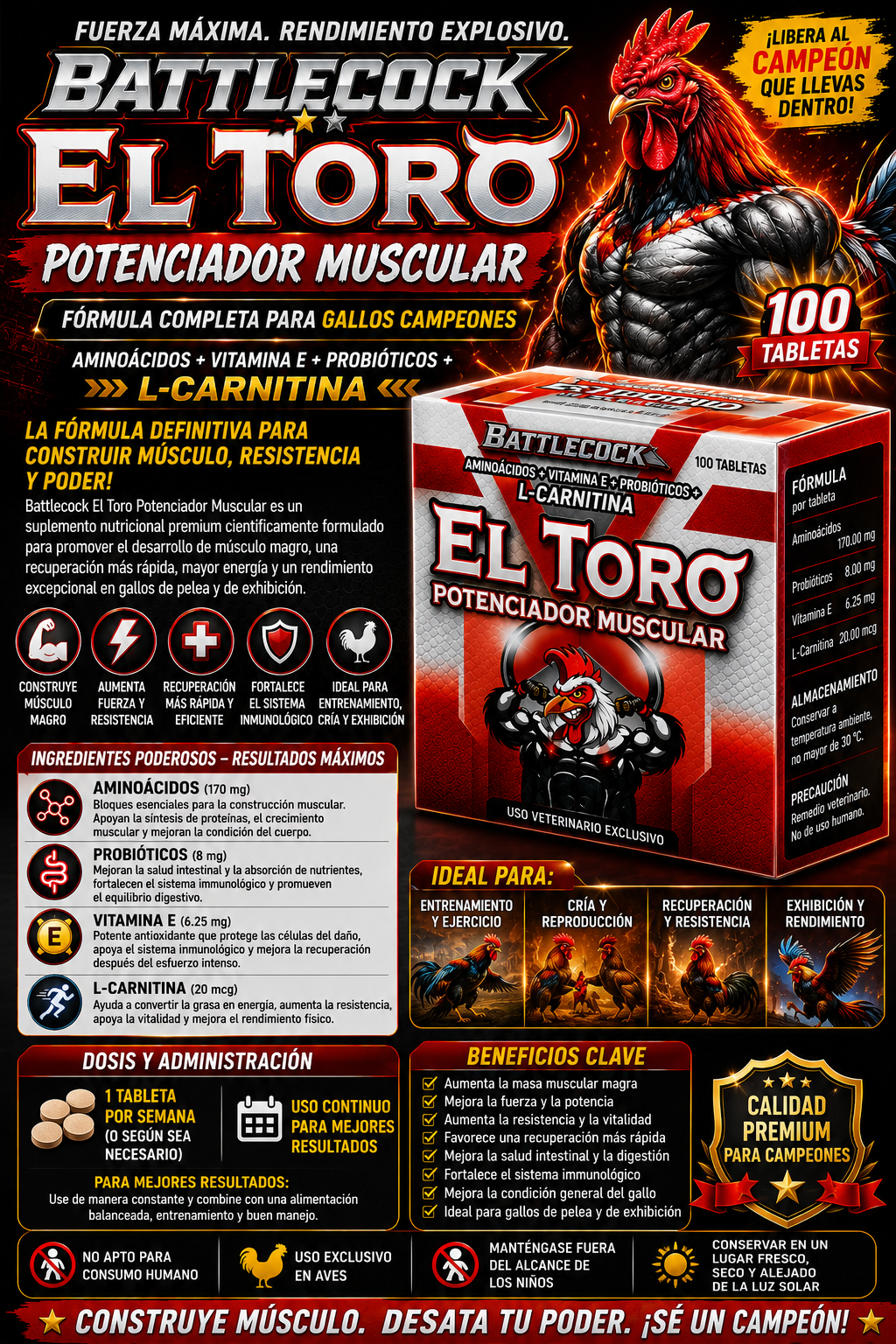 Battlecock El Toro Muscle Enhancer 100 Tabs