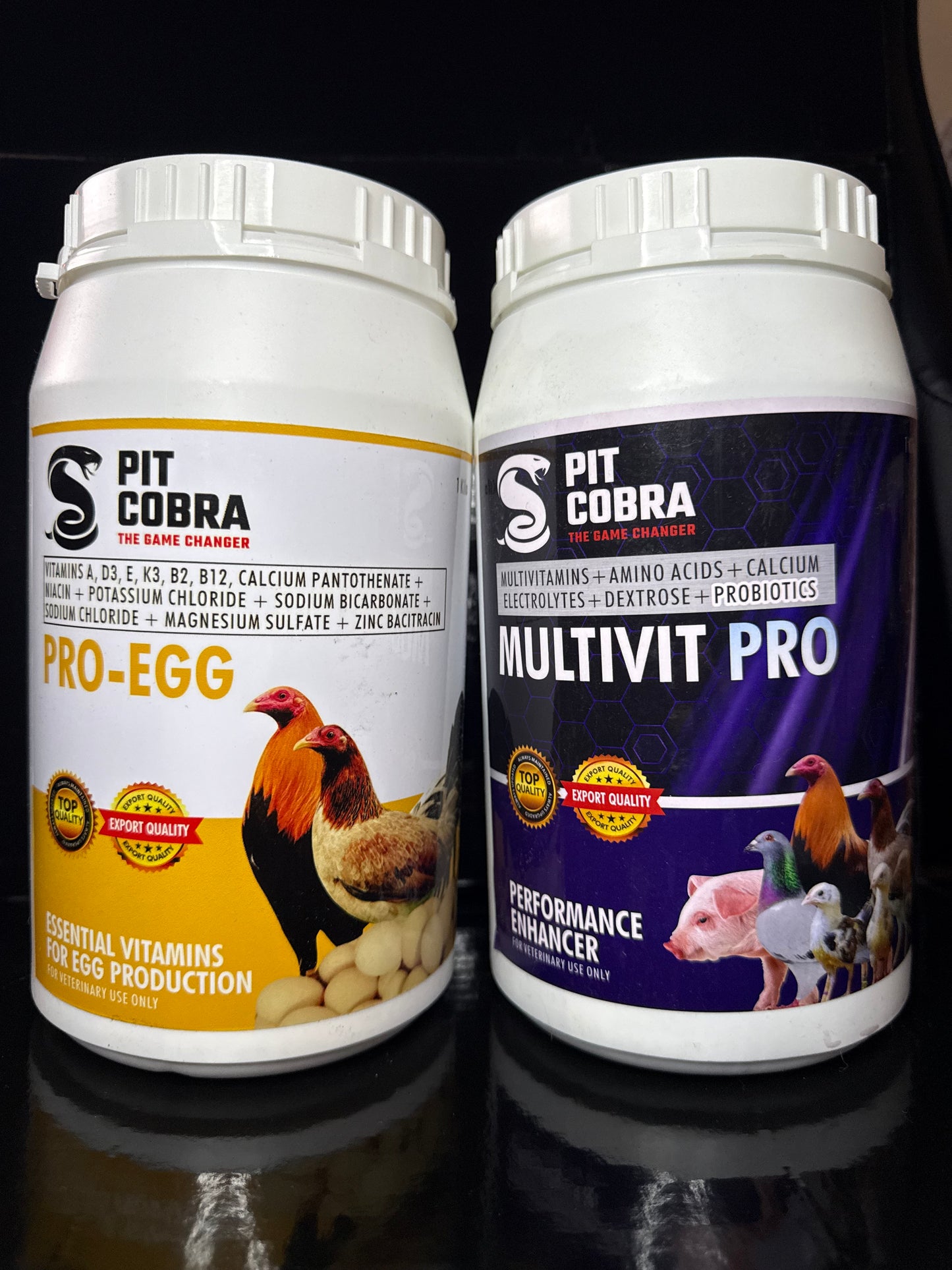Pit Cobra Pro-Egg 1kg Tub & Pit Cobra MultiVit Pro 1kg Tub